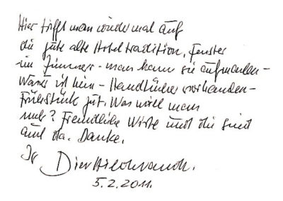 Guest book entry Dieter Hildebrandt