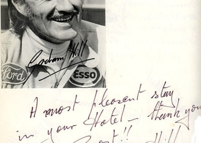 Guest book entry Graham Hill