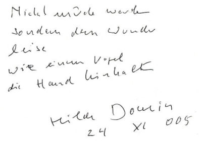 Guest book entry Hilde Domin