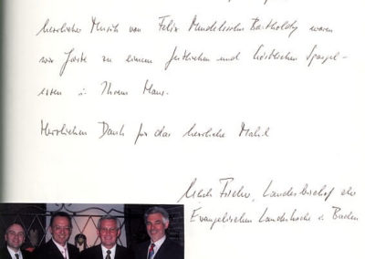 Guest book entry Landesbischof Fischer