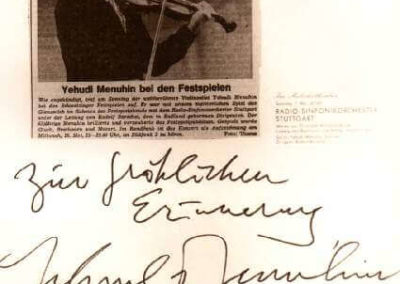 Guest book entry Yehudi Menuhin