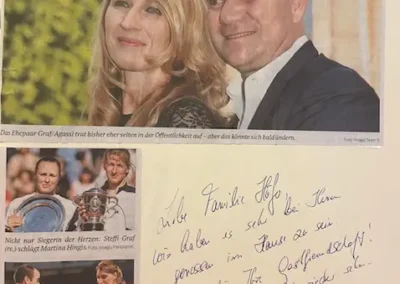 Gästebucheintrag von Ehepaar Steffi Graf und Andre Agassi